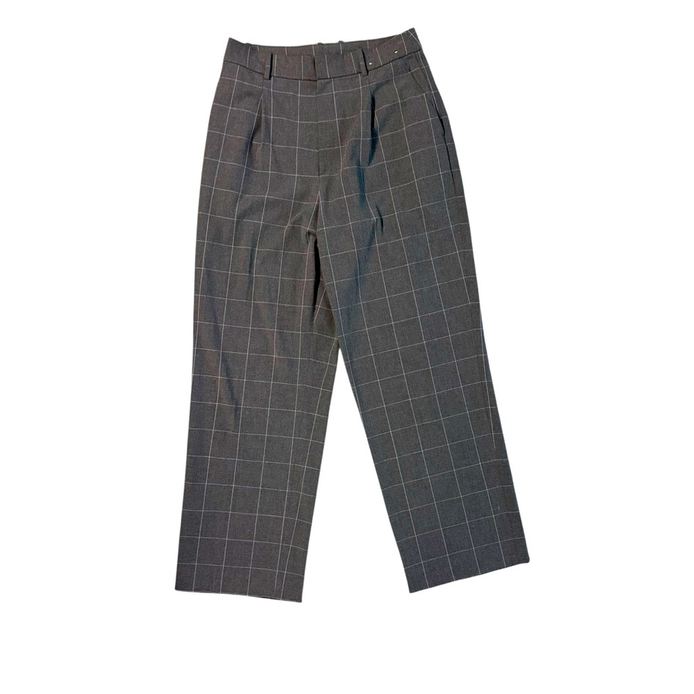 Uniqlo Gray High Rise Windowpane Trousers Size M
